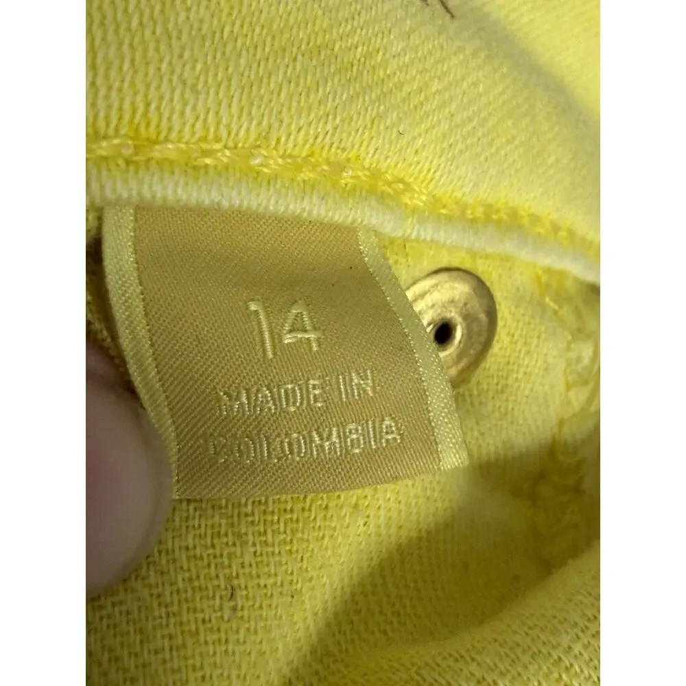 Michael Kors Womens Izzy Cropped Skinny Jeans Yellow Size 14